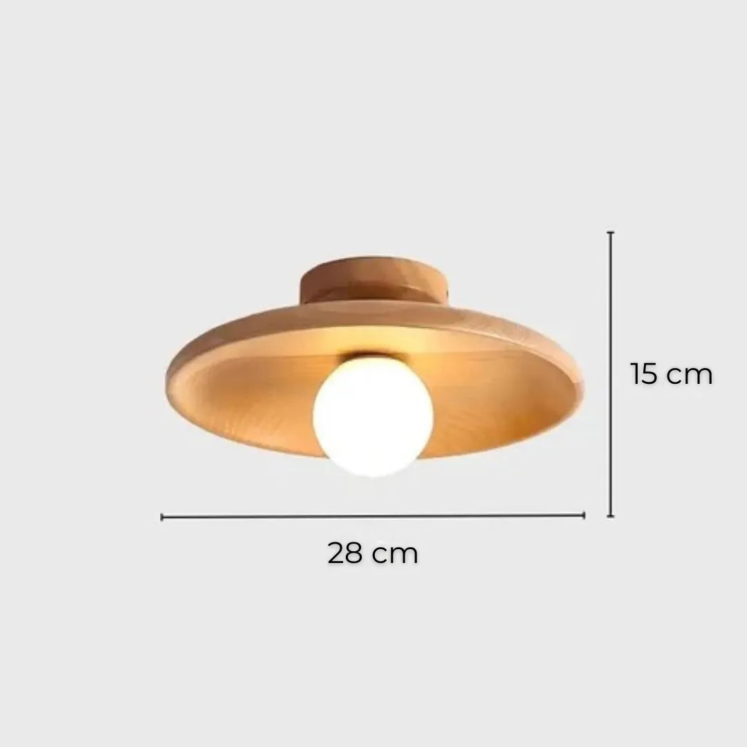 Plafon de Sobrepor em Madeira, 18 ou 28cm Bivolt com Luz Ajustável