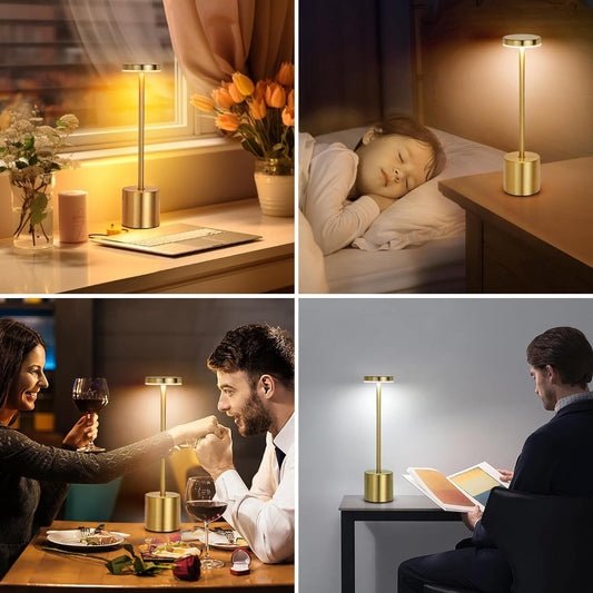 Luminária LED de Mesa 3 em 1 Recarregável - Design Minimalista para Decoração Sofisticada