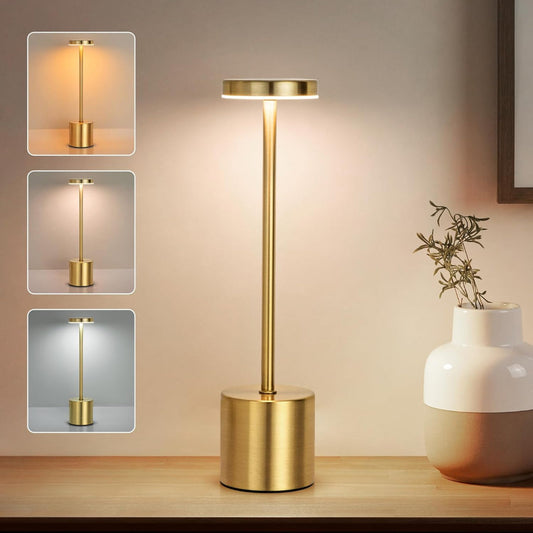 Luminária LED de Mesa 3 em 1 Recarregável - Design Minimalista para Decoração Sofisticada