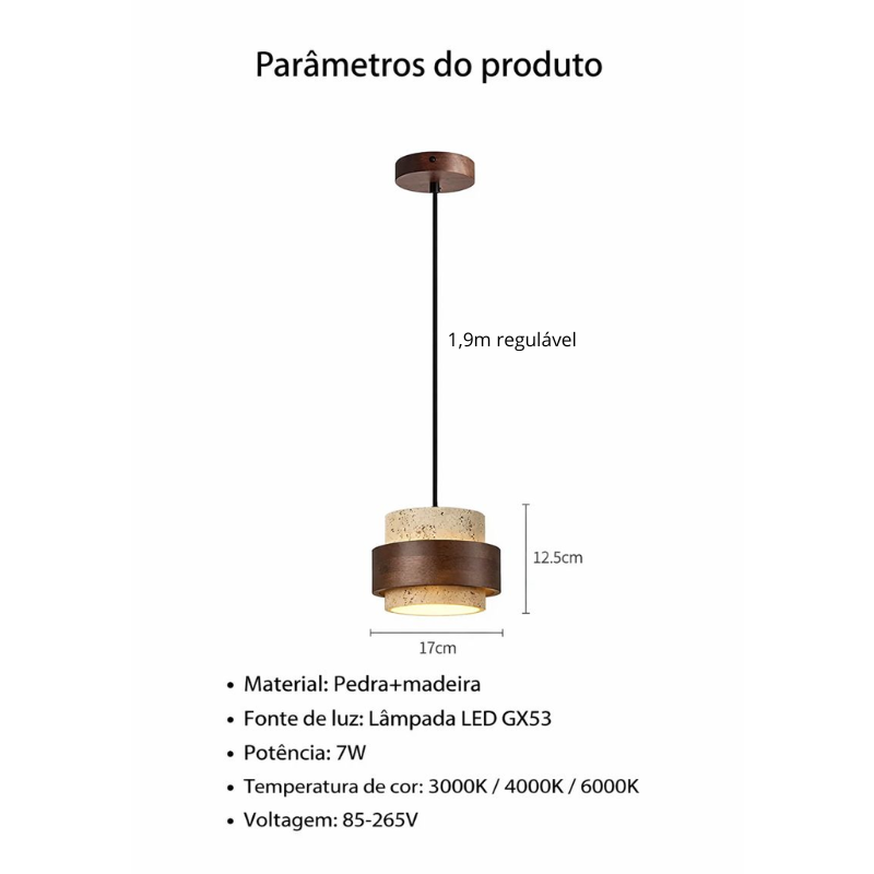 Pendente Luminária Pedra, Estilo Minimalista