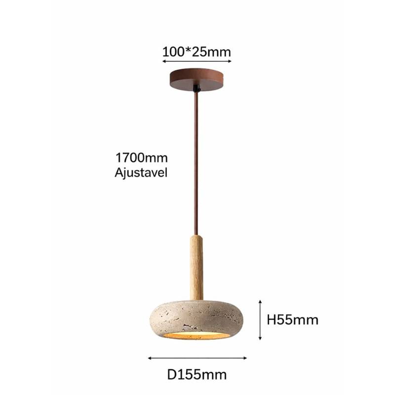 Pendente Pedra Travertino LED