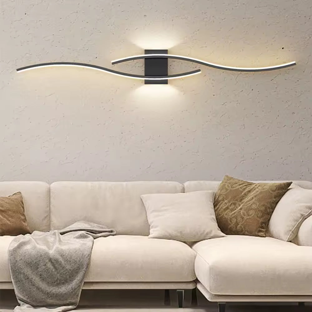 Arandela de Parede LED Preta - Design Minimalista com Luz Dupla