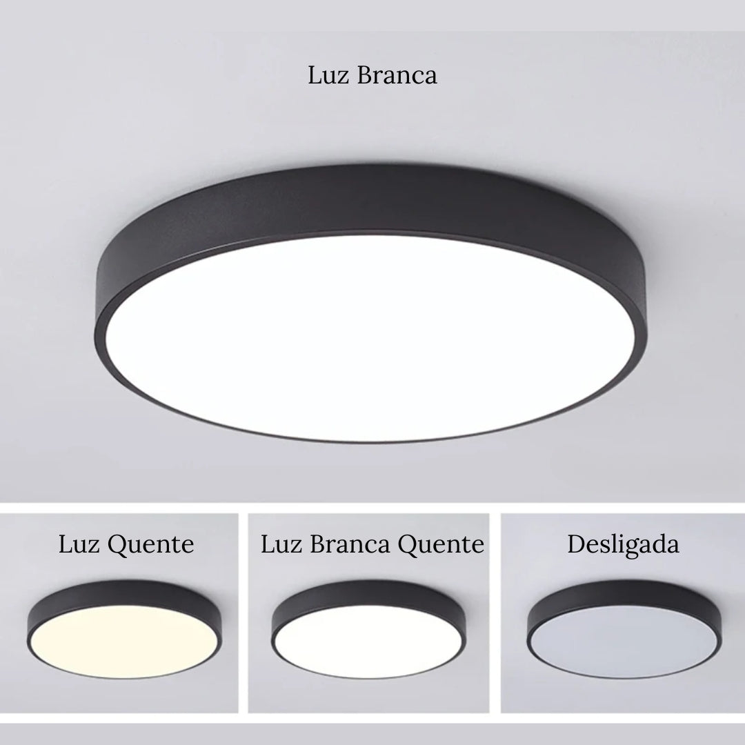 Plafon Sobrepor LED Nórdico Royale Alumínio Bivolt 12W a 60W