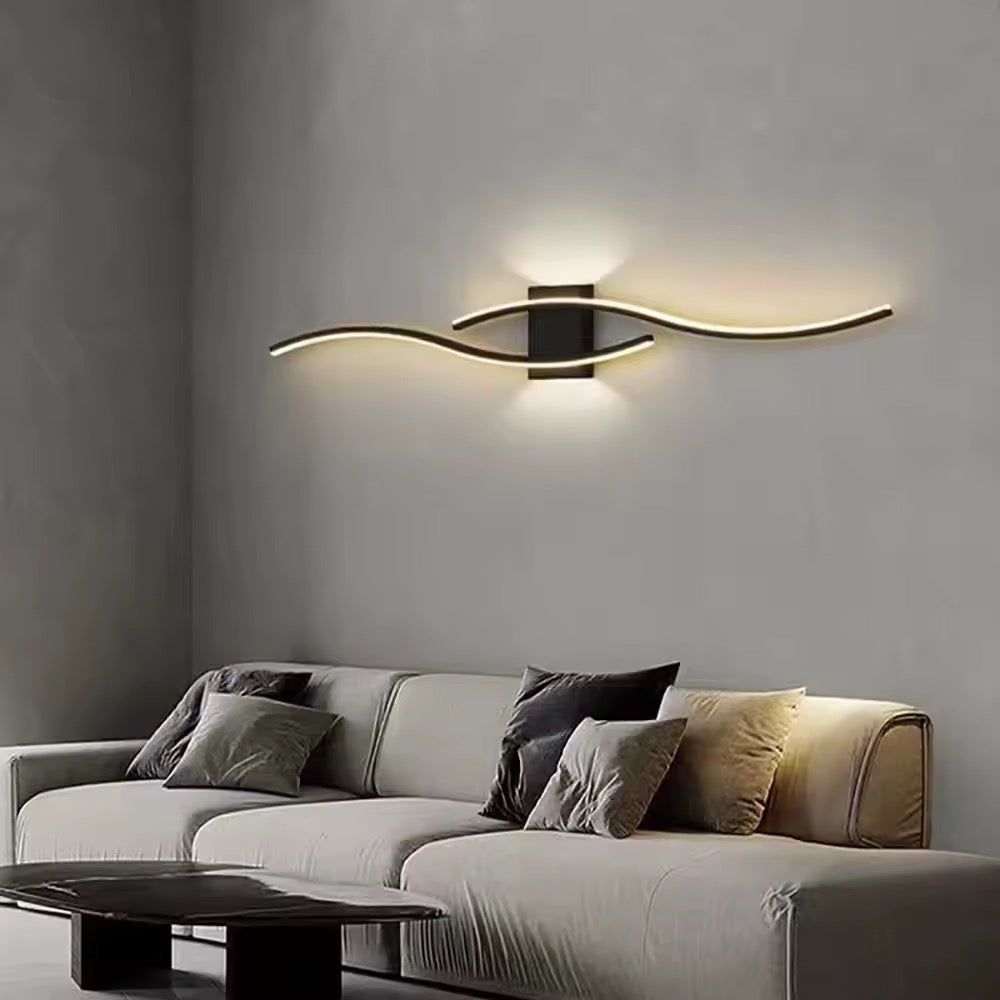 Arandela de Parede LED Preta - Design Minimalista com Luz Dupla