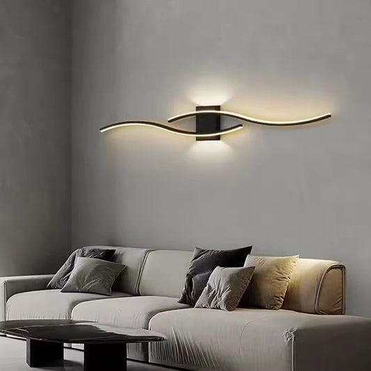 Arandela de Parede LED Preta - Design Minimalista com Luz Dupla