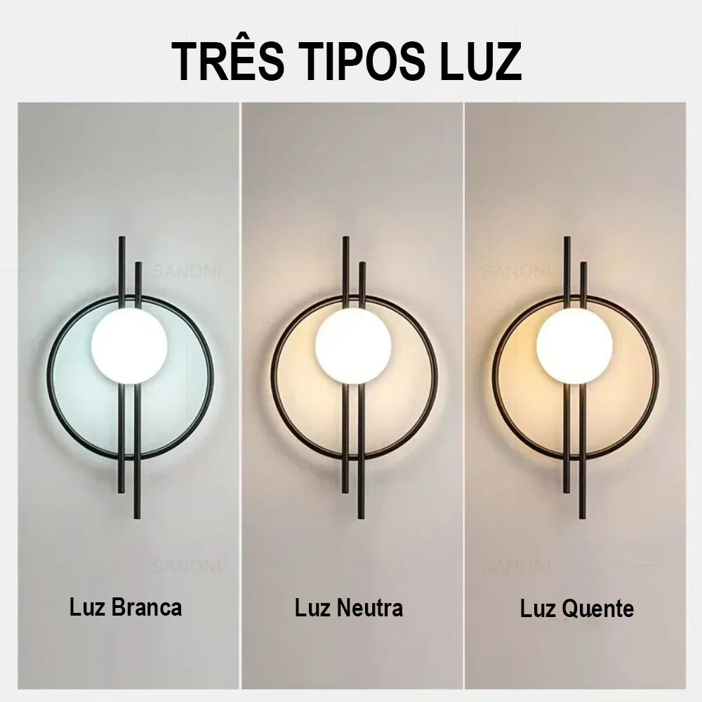 Arandela de Parede LED Globo, 7W, Touch