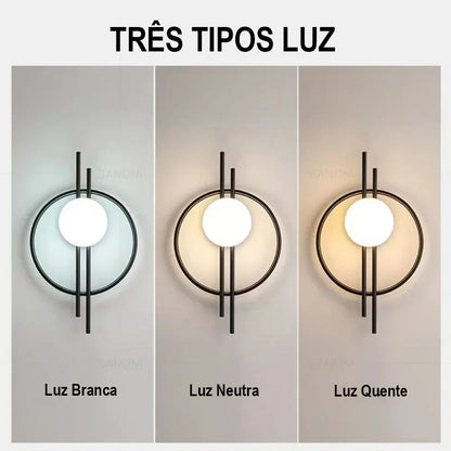 Arandela de Parede LED Globo, 7W, Touch