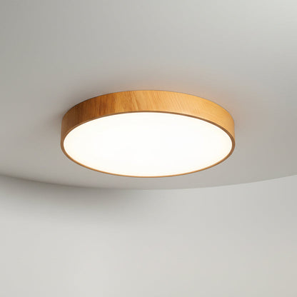 Luminária de Teto LED Plafon Moderna com Detalhes em Madeira.