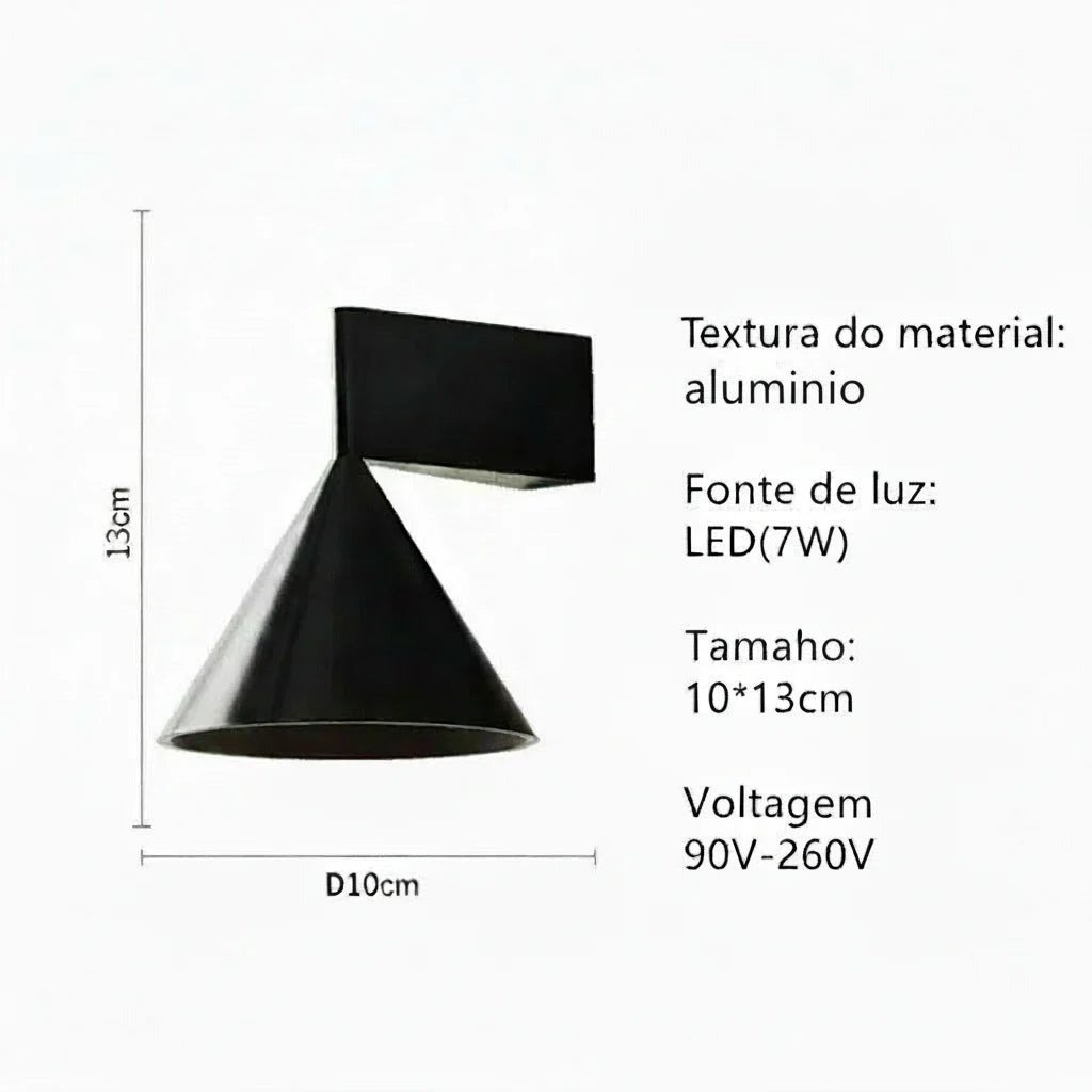 Luminária Arandela Minimalista LED Geométrica de Parede.