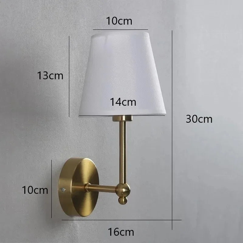 Lâmpada de parede retro americana para quarto, lâmpada de cabeceira, brilho do espelho, candelabro de luxo, abajur de tecido, TV Wall Lights