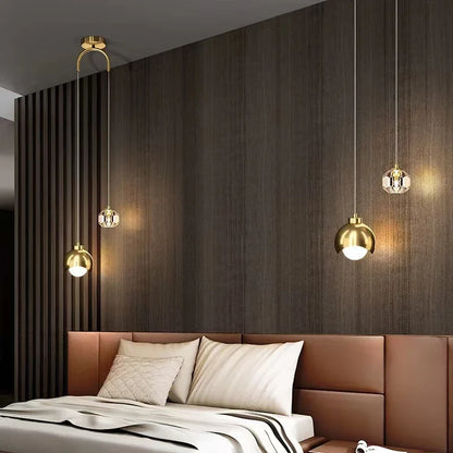 Moderno simples pingente de cristal luz luxo quarto cabeceira pendurado lâmpada nordic minimalista longa linha sala estar decoração casa