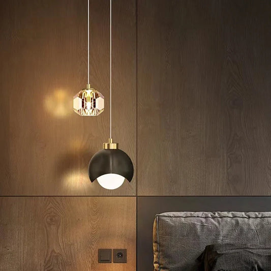 Moderno simples pingente de cristal luz luxo quarto cabeceira pendurado lâmpada nordic minimalista longa linha sala estar decoração casa