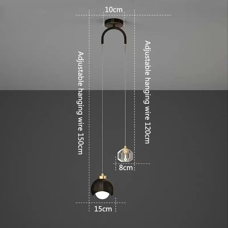 Moderno simples pingente de cristal luz luxo quarto cabeceira pendurado lâmpada nordic minimalista longa linha sala estar decoração casa