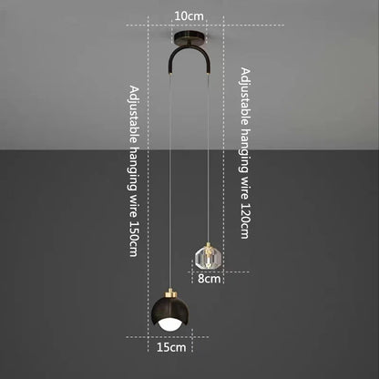 Moderno simples pingente de cristal luz luxo quarto cabeceira pendurado lâmpada nordic minimalista longa linha sala estar decoração casa