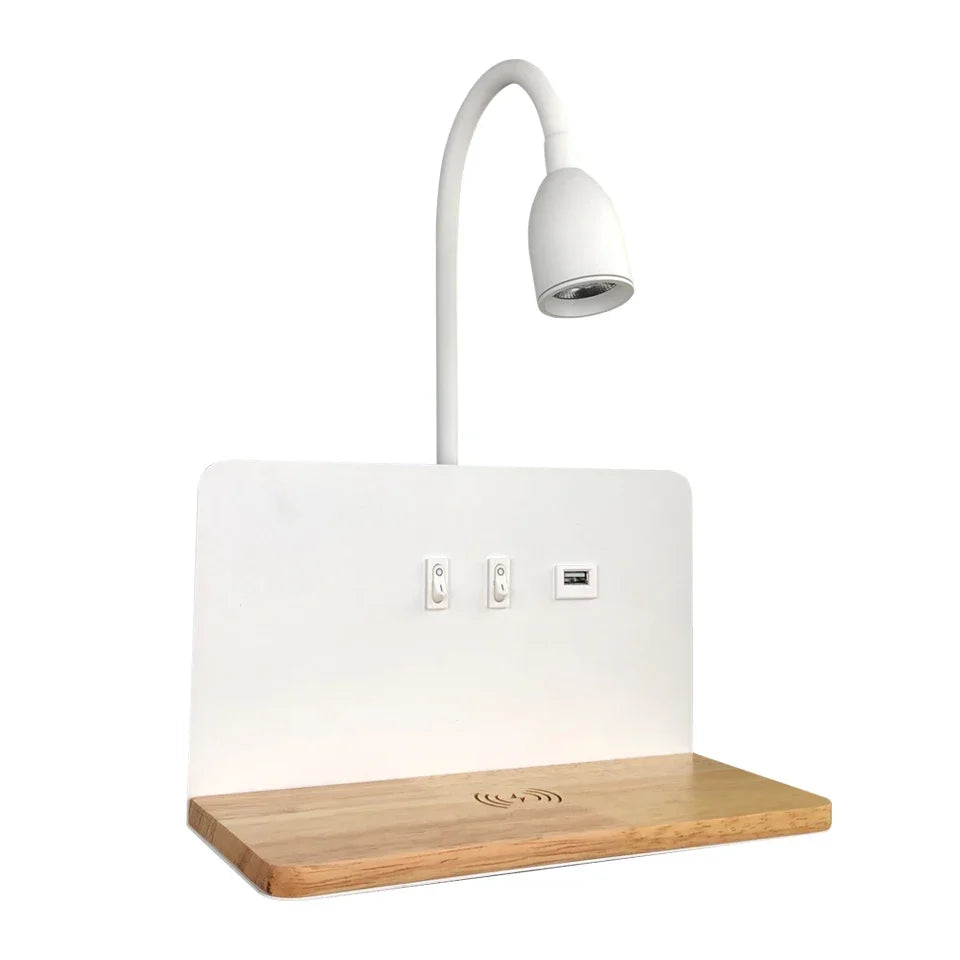 Indoor Lâmpada De Parede LED Com Interface USB E Carregamento Sem Fio Moderna 360 ° Rotatable Luz De Parede Com Interruptor Luzes Da Noite De Cabeceira
