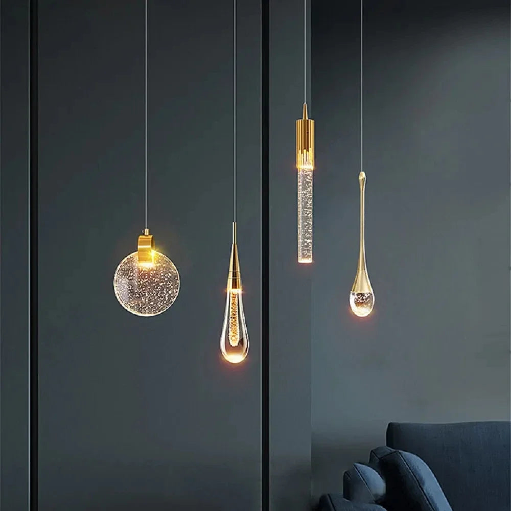 Nordic cristal luzes pingente led lâmpada do teto cabeceira pendurado iluminação para sala de estar cozinha quarto teto decoração casa