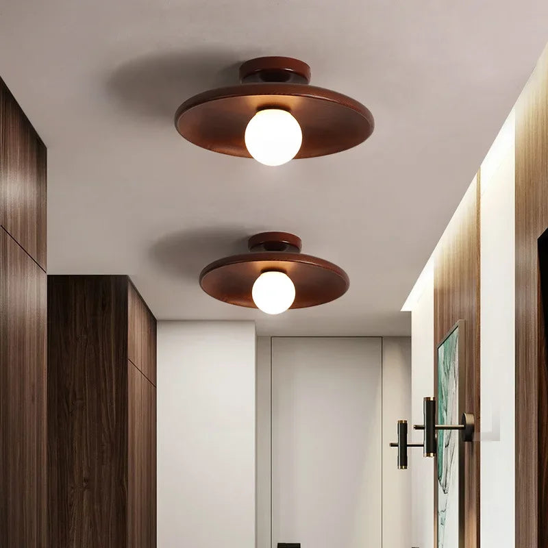 Plafon de Sobrepor em Madeira, 18 ou 28cm Bivolt com Luz Ajustável