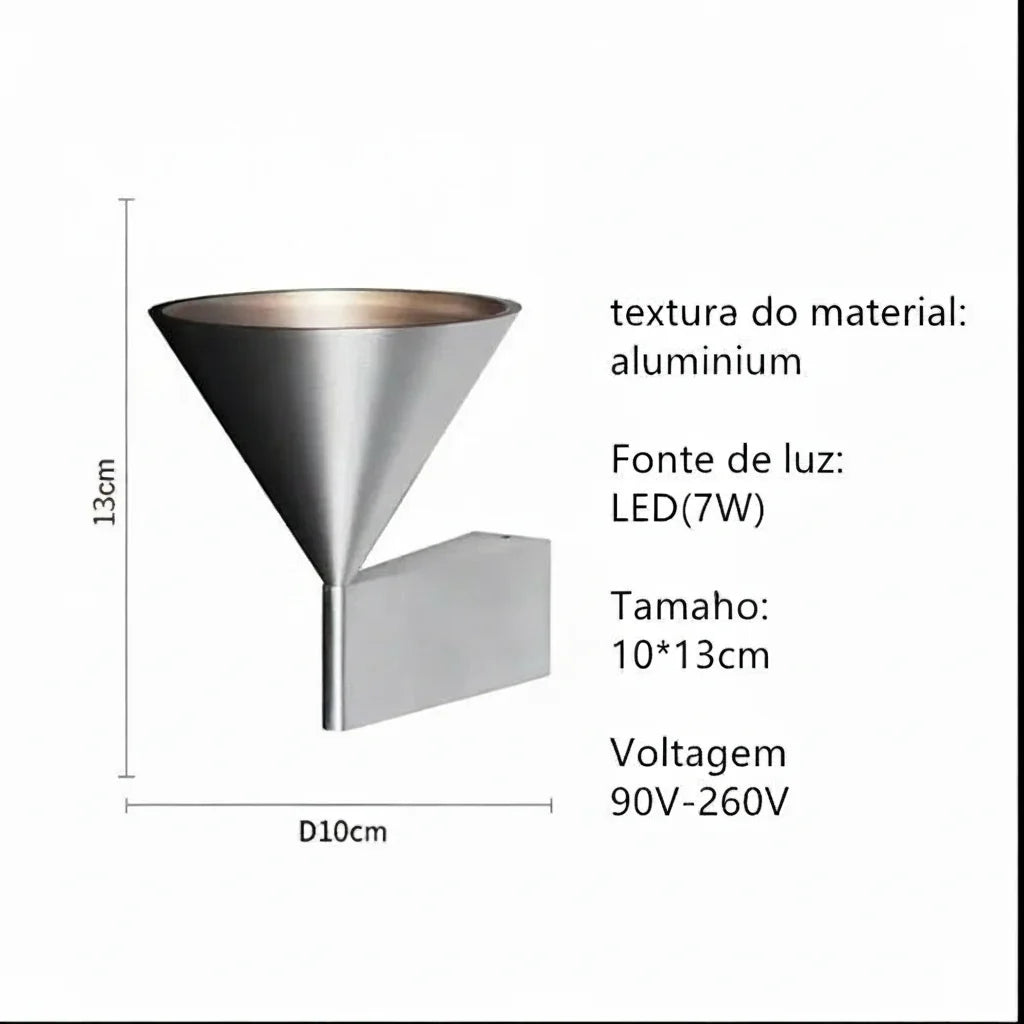 Luminária Arandela Minimalista LED Geométrica de Parede.