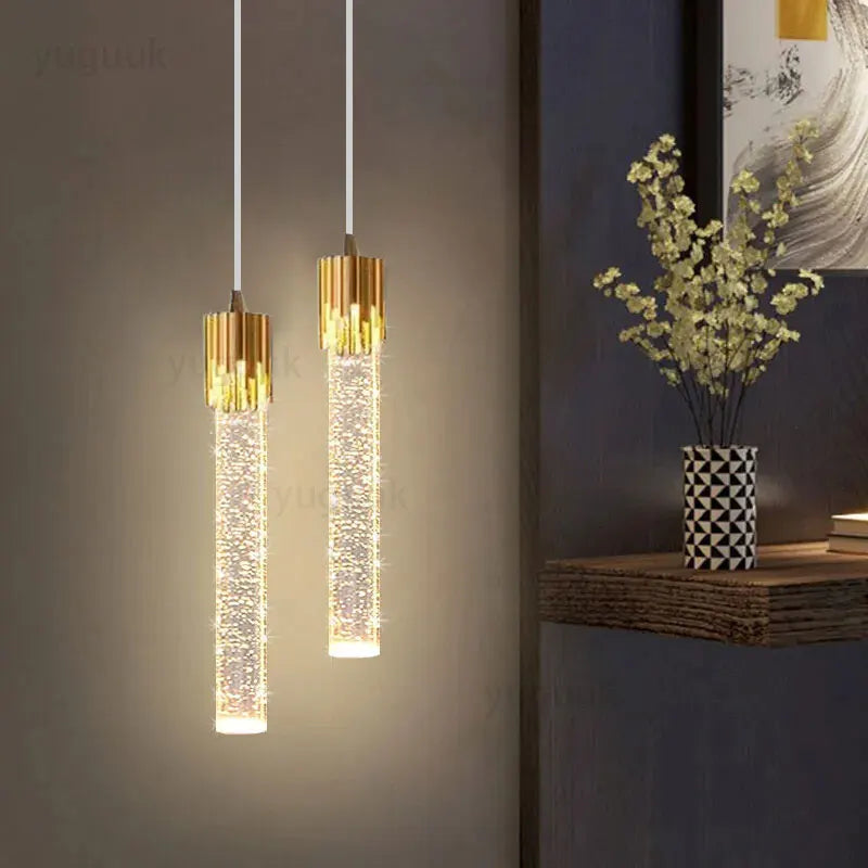 Nordic cristal luzes pingente led lâmpada do teto cabeceira pendurado iluminação para sala de estar cozinha quarto teto decoração casa