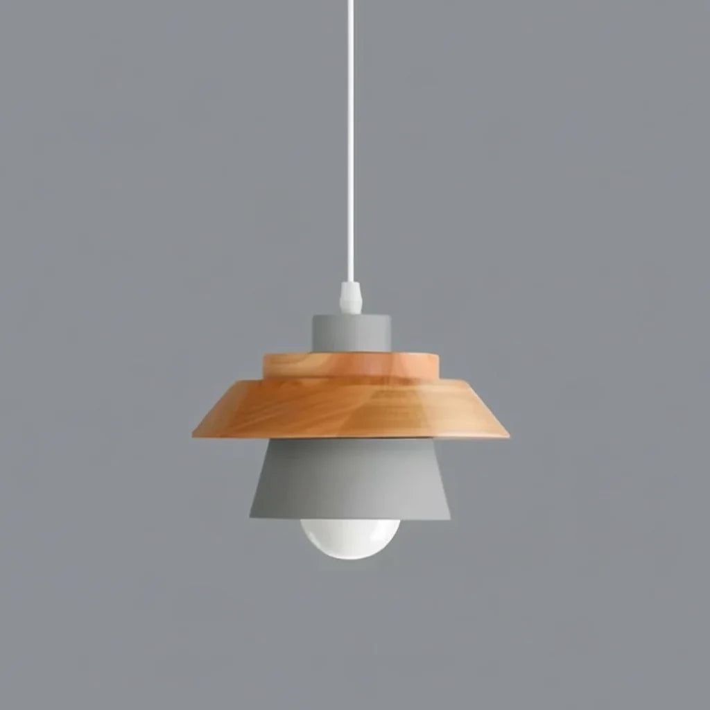 Luminária Pendente de Madeira e Metal - Design Contemporâneo.