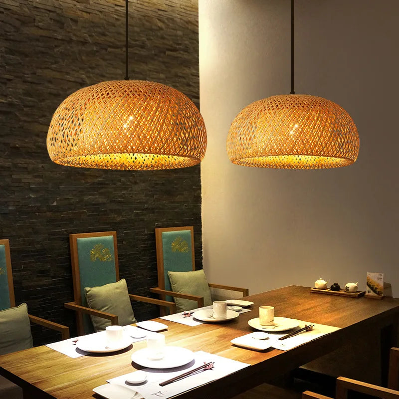 Lanterna de bambu 30cm luminária natural rattan vime e27 led lustres tecidos à mão abajures luminária pendurada luz