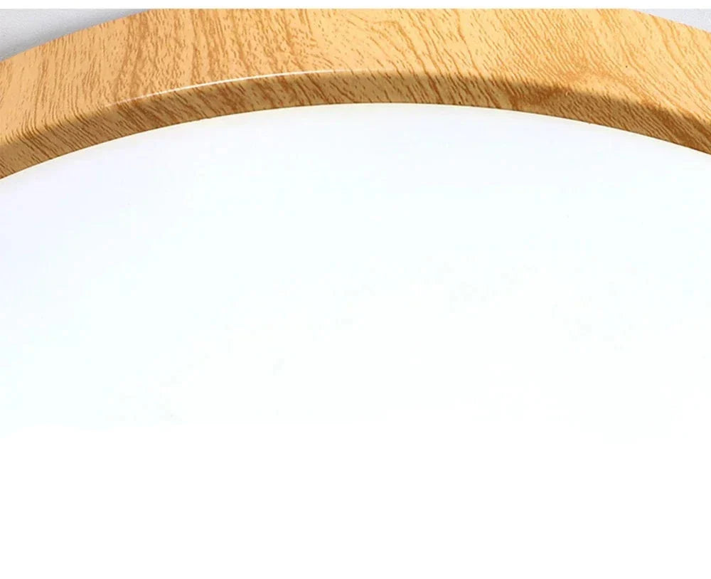 Luminária de Teto LED Plafon Moderna com Detalhes em Madeira.