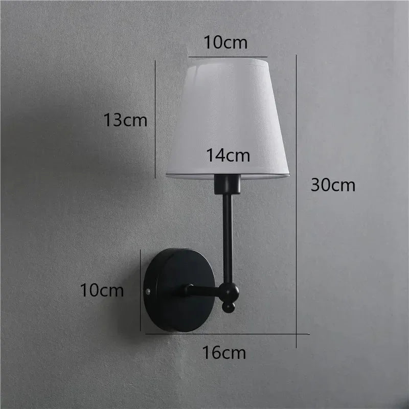 Lâmpada de parede retro americana para quarto, lâmpada de cabeceira, brilho do espelho, candelabro de luxo, abajur de tecido, TV Wall Lights