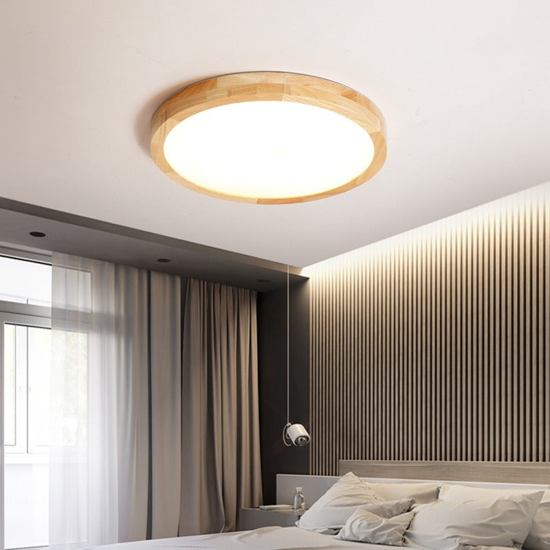 Plafon LED de Sobrepor Circular 24W, Moldura em Madeira, 3 Cores, 30cm ou 40cm