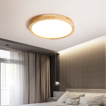 Plafon LED de Sobrepor Circular 24W, Moldura em Madeira, 3 Cores, 30cm ou 40cm