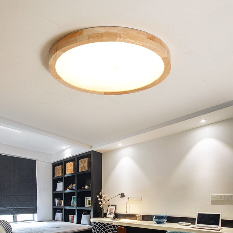 Plafon LED de Sobrepor Circular 24W, Moldura em Madeira, 3 Cores, 30cm ou 40cm