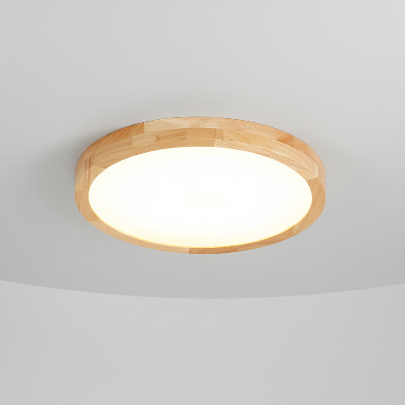 Plafon LED de Sobrepor Circular 24W, Moldura em Madeira, 3 Cores, 30cm ou 40cm