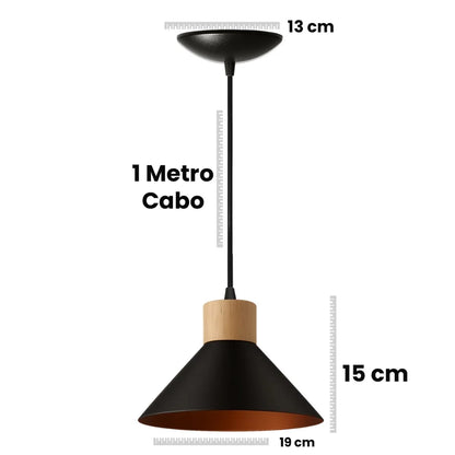 Pendente de Teto Moderno com Detalhe em Madeira - Lighture.