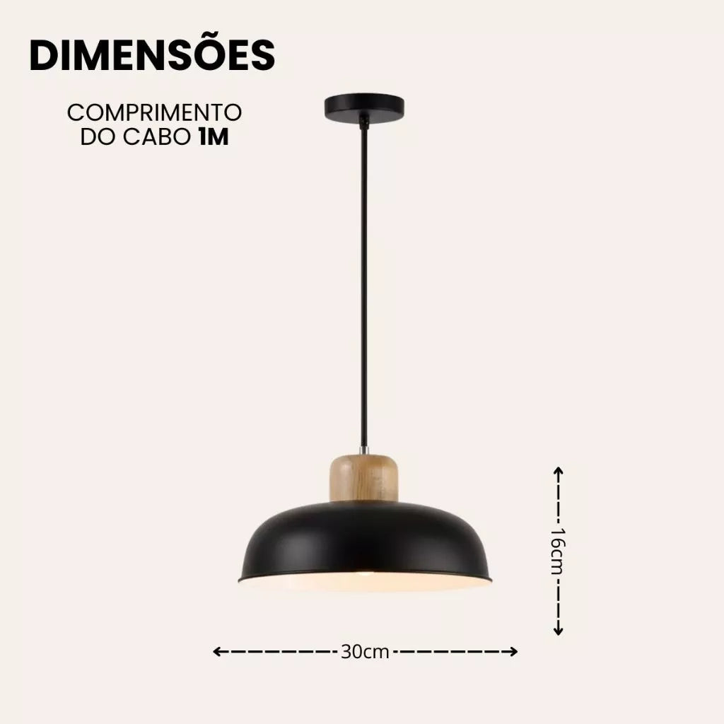 Luminária Pendente Nórdica de Madeira - Design Moderno e Elegante