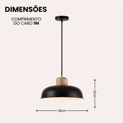 Luminária Pendente Nórdica de Madeira - Design Moderno e Elegante