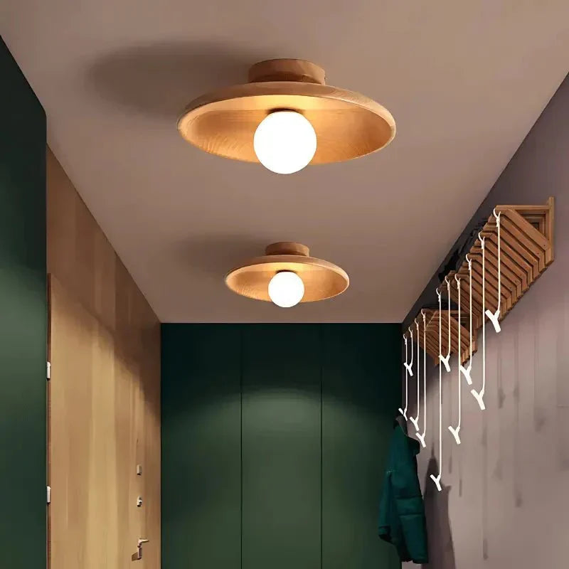 Plafon de Sobrepor em Madeira, 18 ou 28cm Bivolt com Luz Ajustável