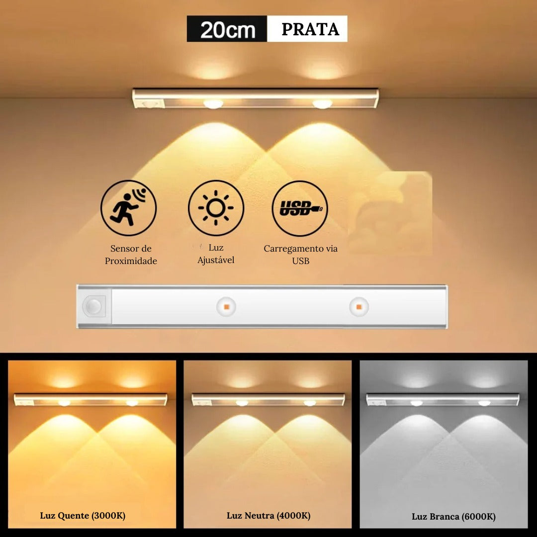 Luminária LED Armário com Sensor de Movimento Sem Fio