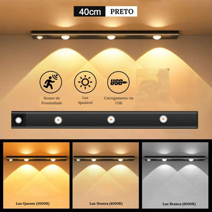 Luminária LED Armário com Sensor de Movimento Sem Fio