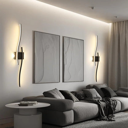 Arandela de Parede LED Preta - Design Minimalista com Luz Dupla