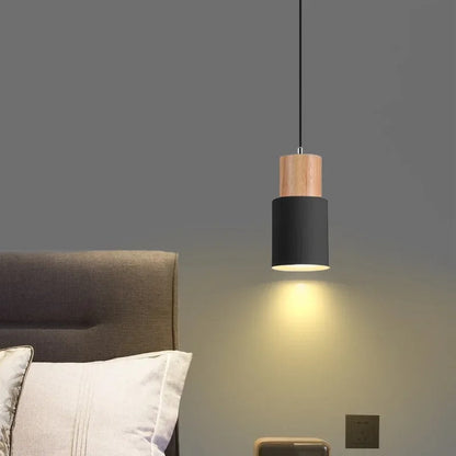 Pendente Minimalista Madeira e Metal E27 - Cabo Ajustável 1,2m